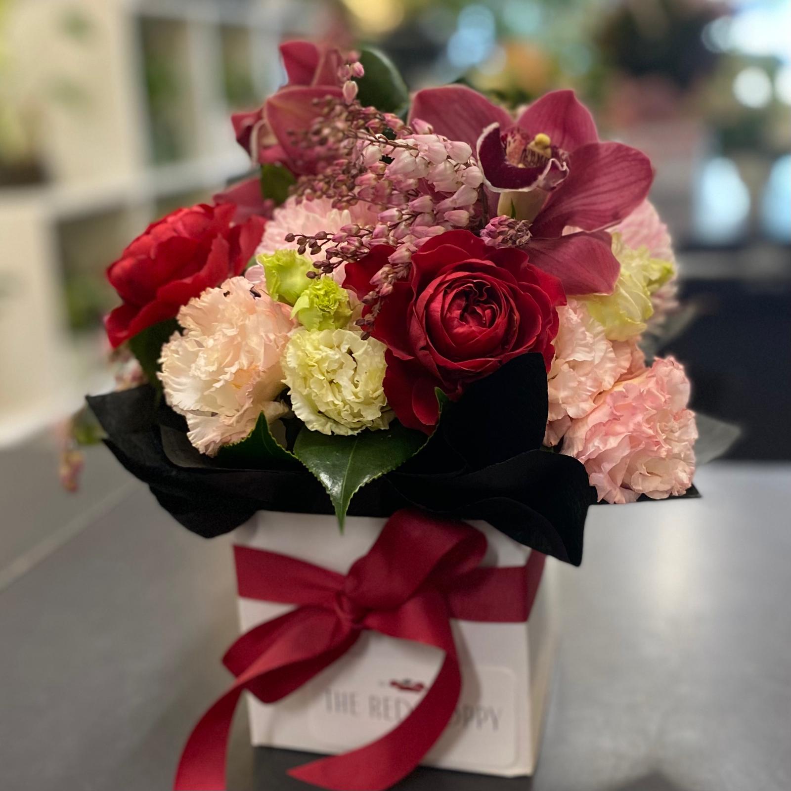 Red posy box